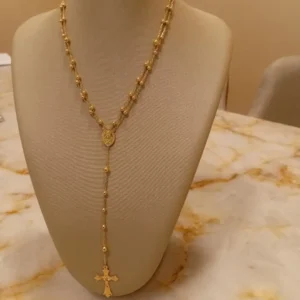 Terço Católico em Ouro 18K Luz da Fé