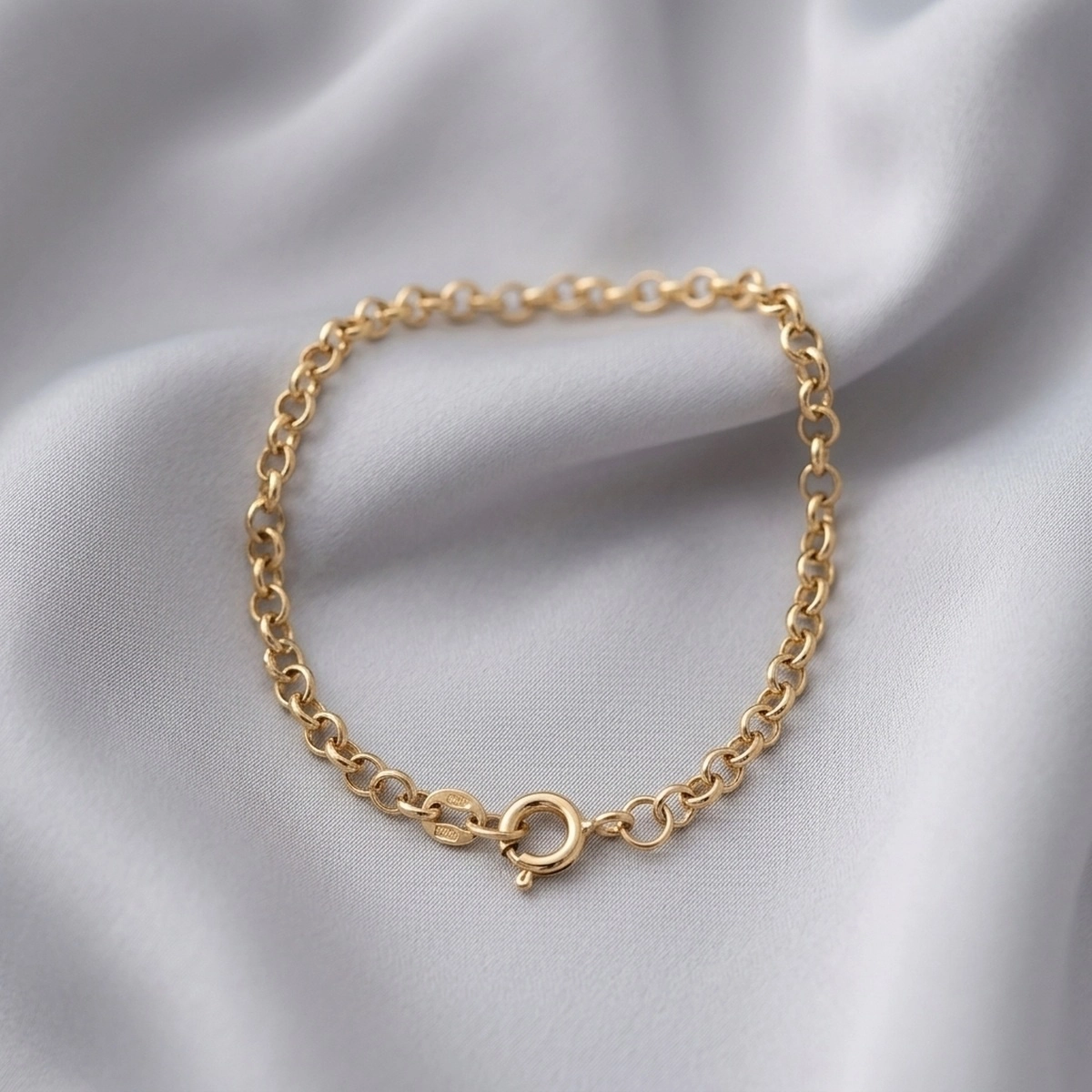 Pulseira de ouro para bebê em ouro 18k: Corrente Infantil Elos Redondos, da KMS Joias