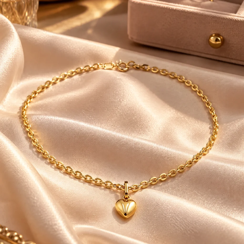 Pulseira de coração em ouro em ouro 18k: Pulseira Bailarina Coração, da KMS Joias