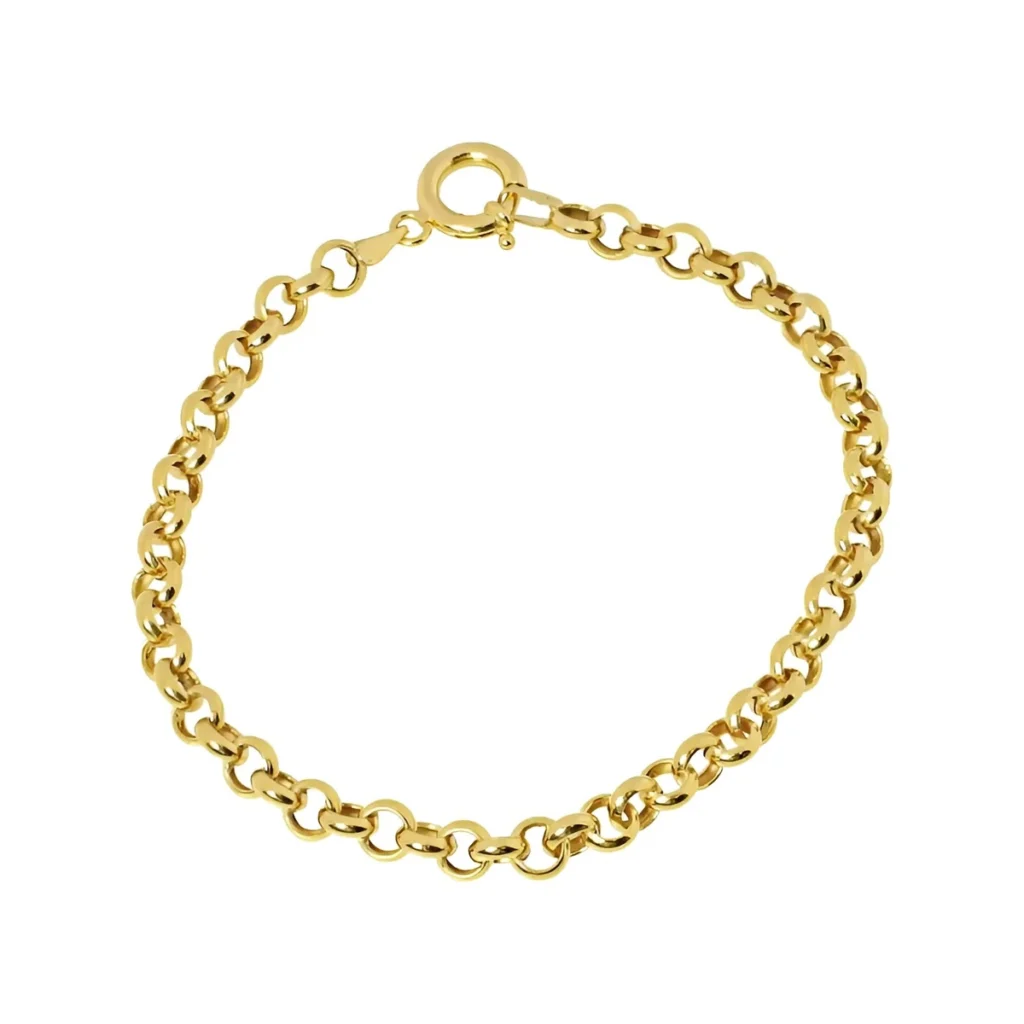 Pulseira portuguesa em ouro 18k em fundo branco