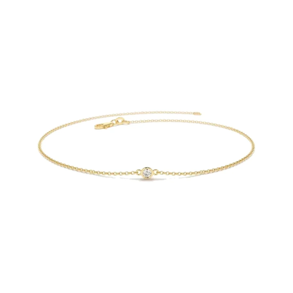 Pulseira bezel diamante em ouro 18k vista em outro ângulo