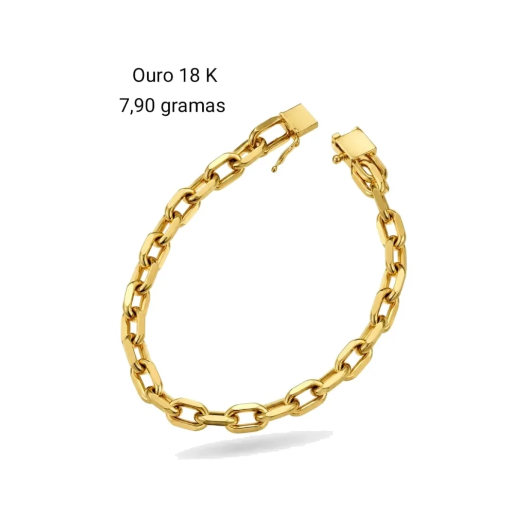 Pulseira cadeado corrente em ouro 18k vista em outro ângulo