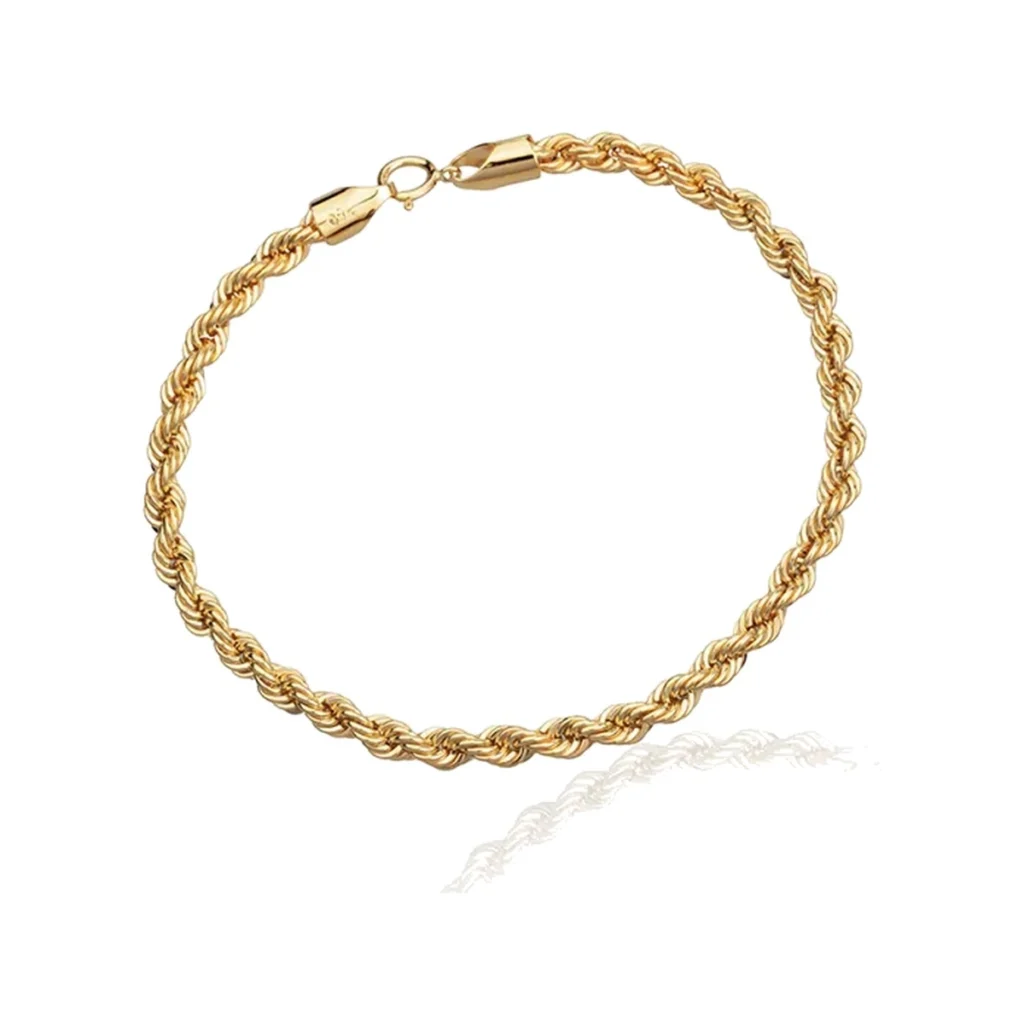 Pulseira cordão baiano em ouro 18k em fundo branco