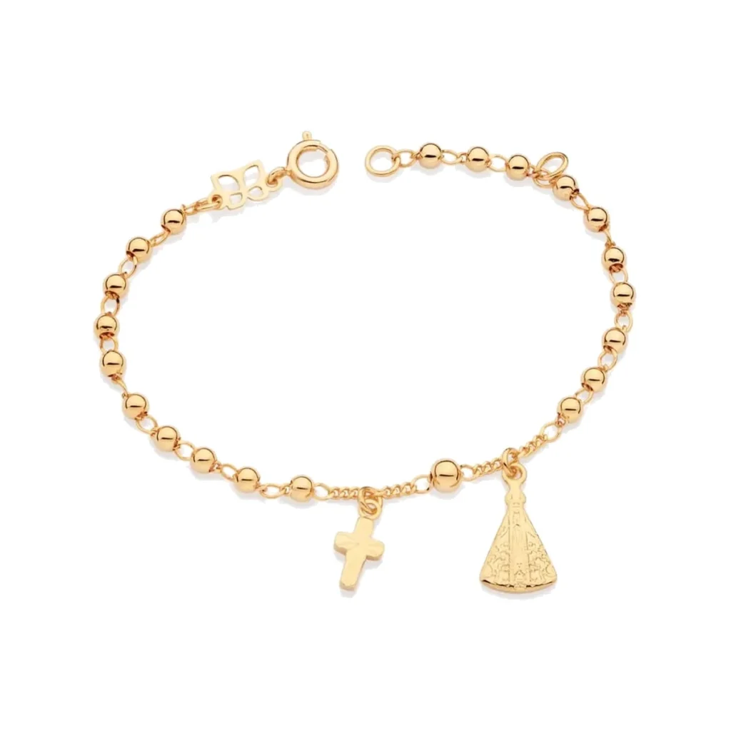 Pulseira devoção em ouro 18k vista em outro ângulo