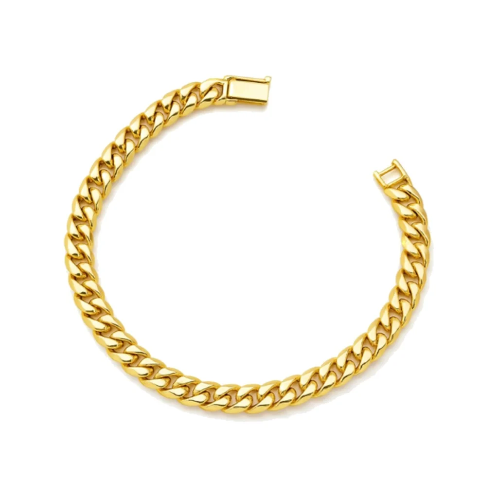 Pulseira grumet maciça em ouro 18k em fundo branco