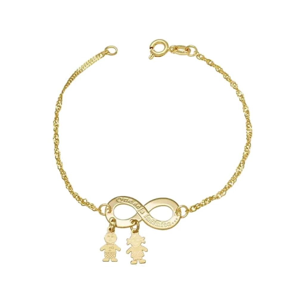 Pulseira infinito filhos em ouro 18k vista em outro ângulo (2)