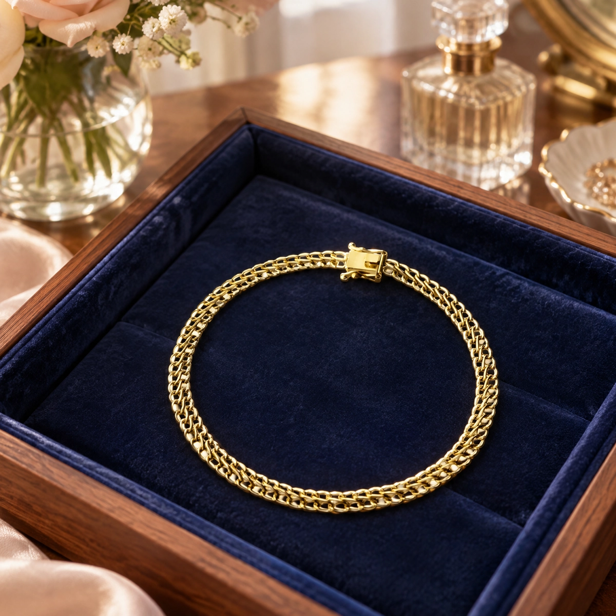 Pulseira bismark em ouro 18k: Pulseira Masculina Bismarck, da KMS Joias