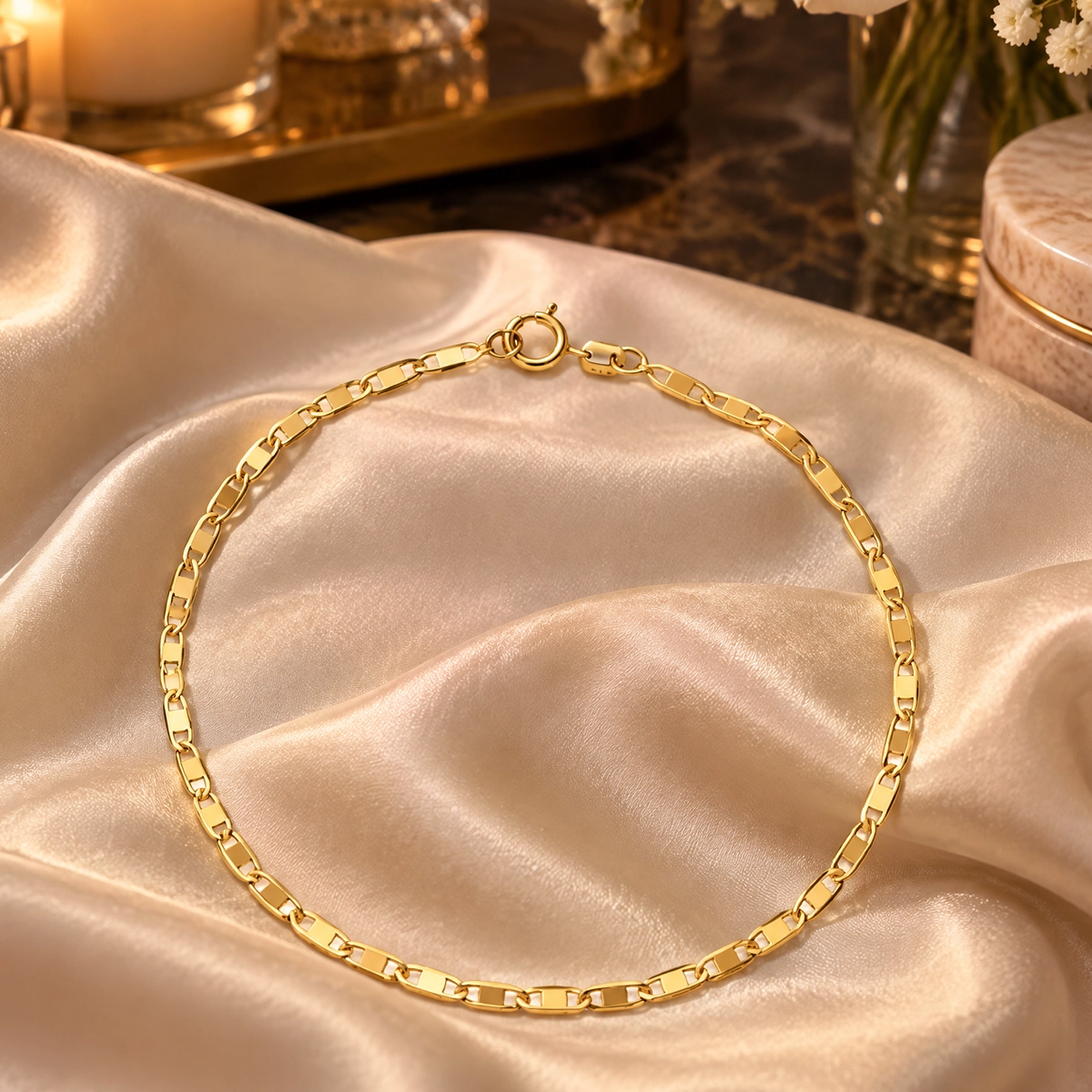 Pulseira piastrine em ouro 18k: Pulseira Piastrine, da KMS Joias