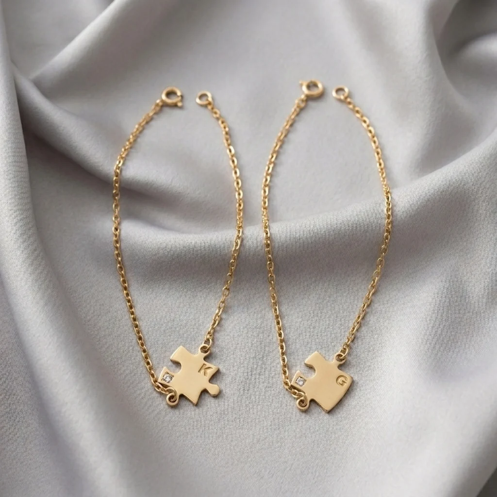 Pulseira de ouro para criança em ouro 18k: Pulseira Quebra-Cabeça, da KMS Joias