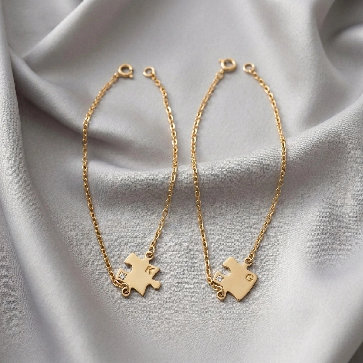 Pulseira de ouro para criança em ouro 18k: Pulseira Quebra-Cabeça, da KMS Joias