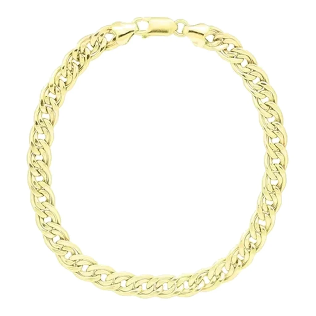 Pulseira romana longa em ouro 18k em fundo branco