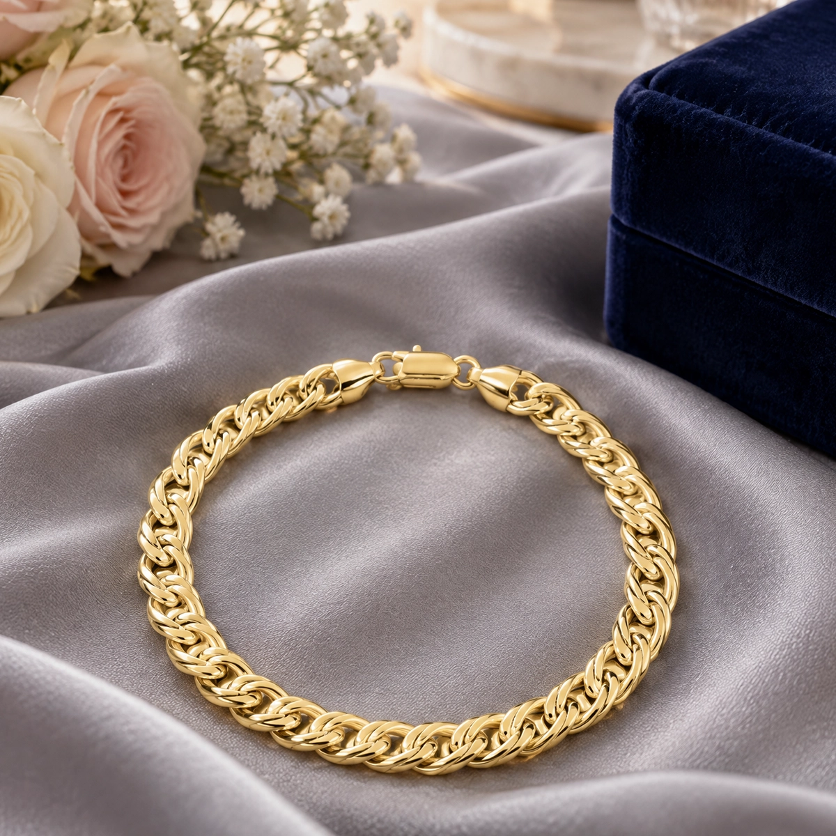 Pulseira romana longa em ouro 18k: Pulseira Romana Longa, da KMS Joias