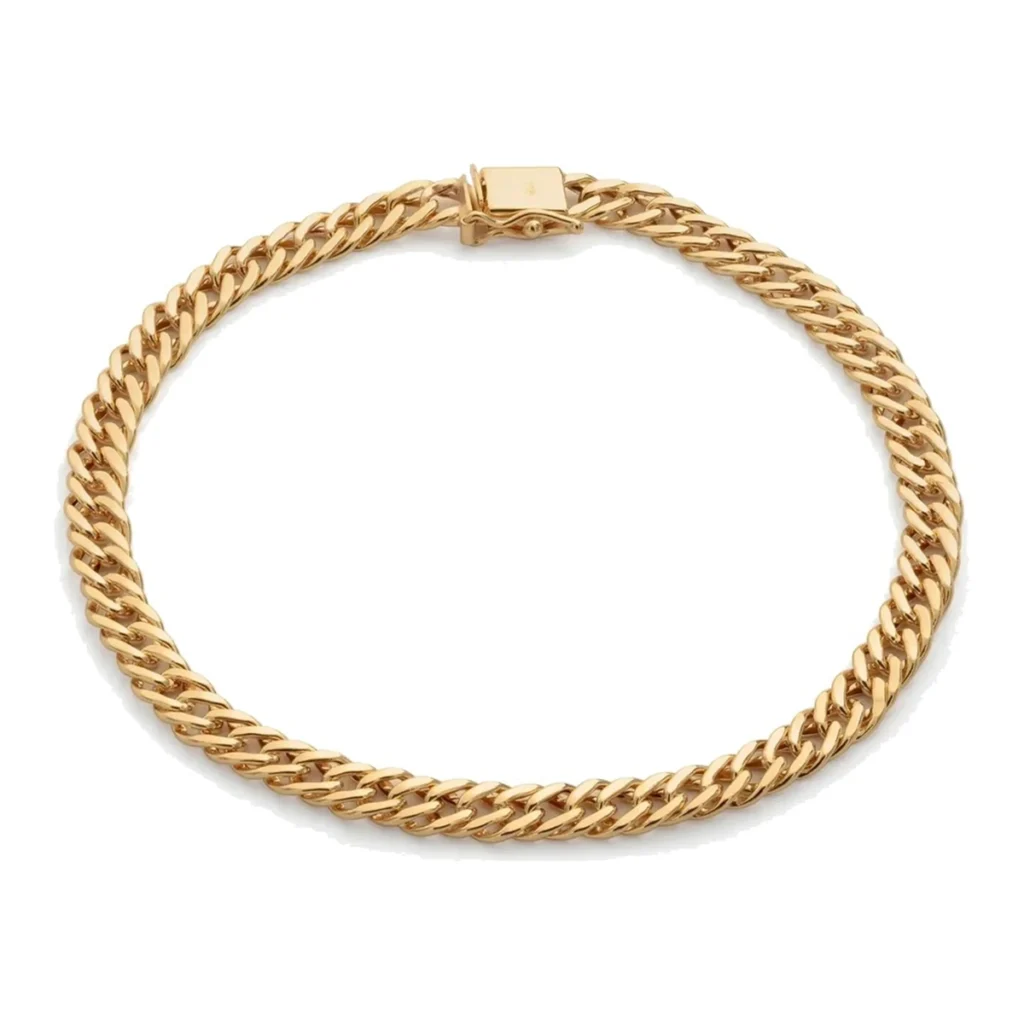 Pulseira romana quadrada em ouro 18k em fundo branco