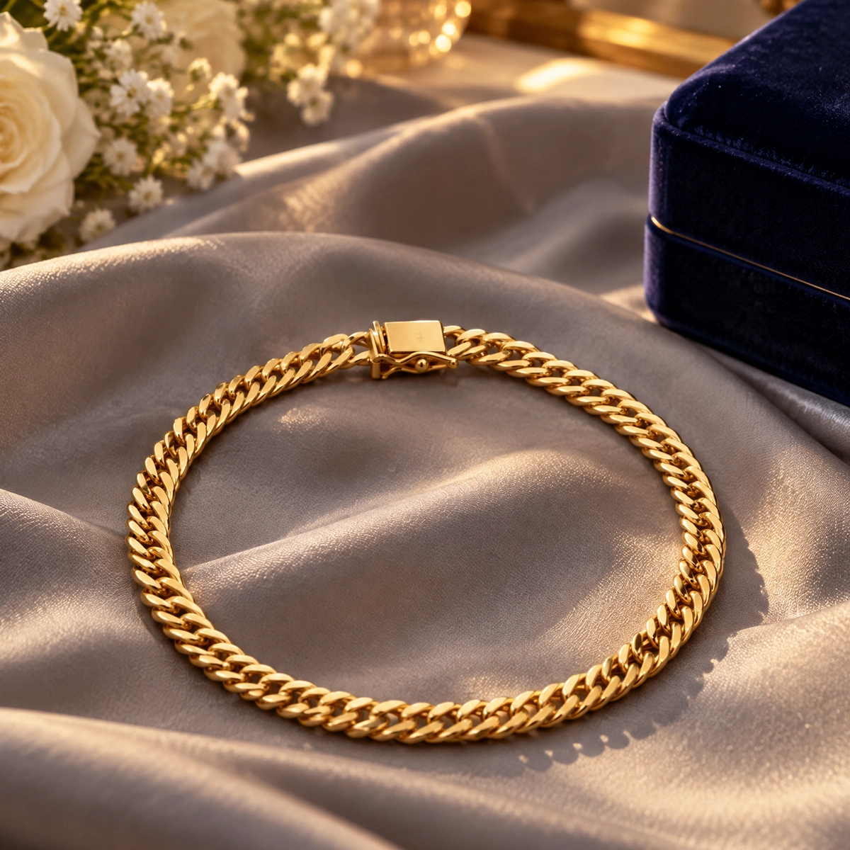 Pulseira romana quadrada em ouro 18k: Pulseira Romana Quadrada, da KMS Joias