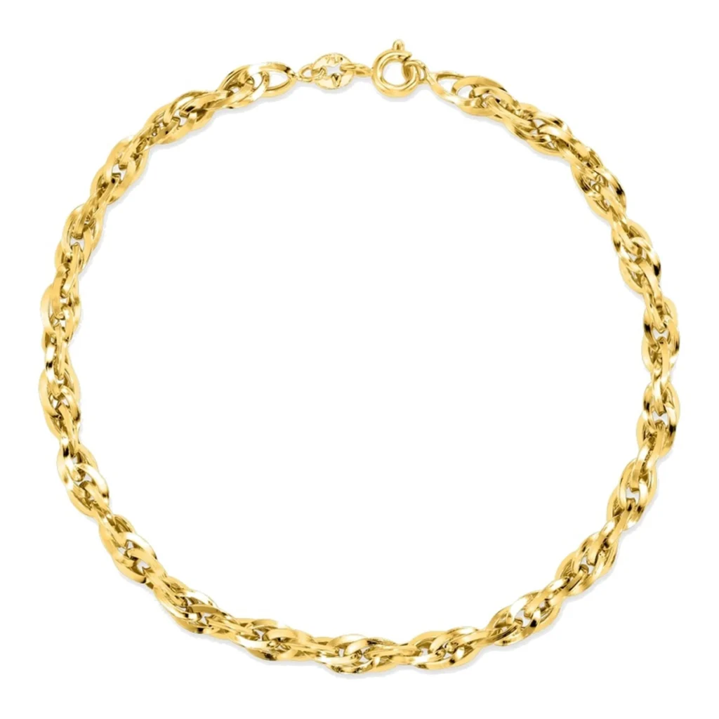 Pulseira trançada em ouro 18k vista em outro ângulo