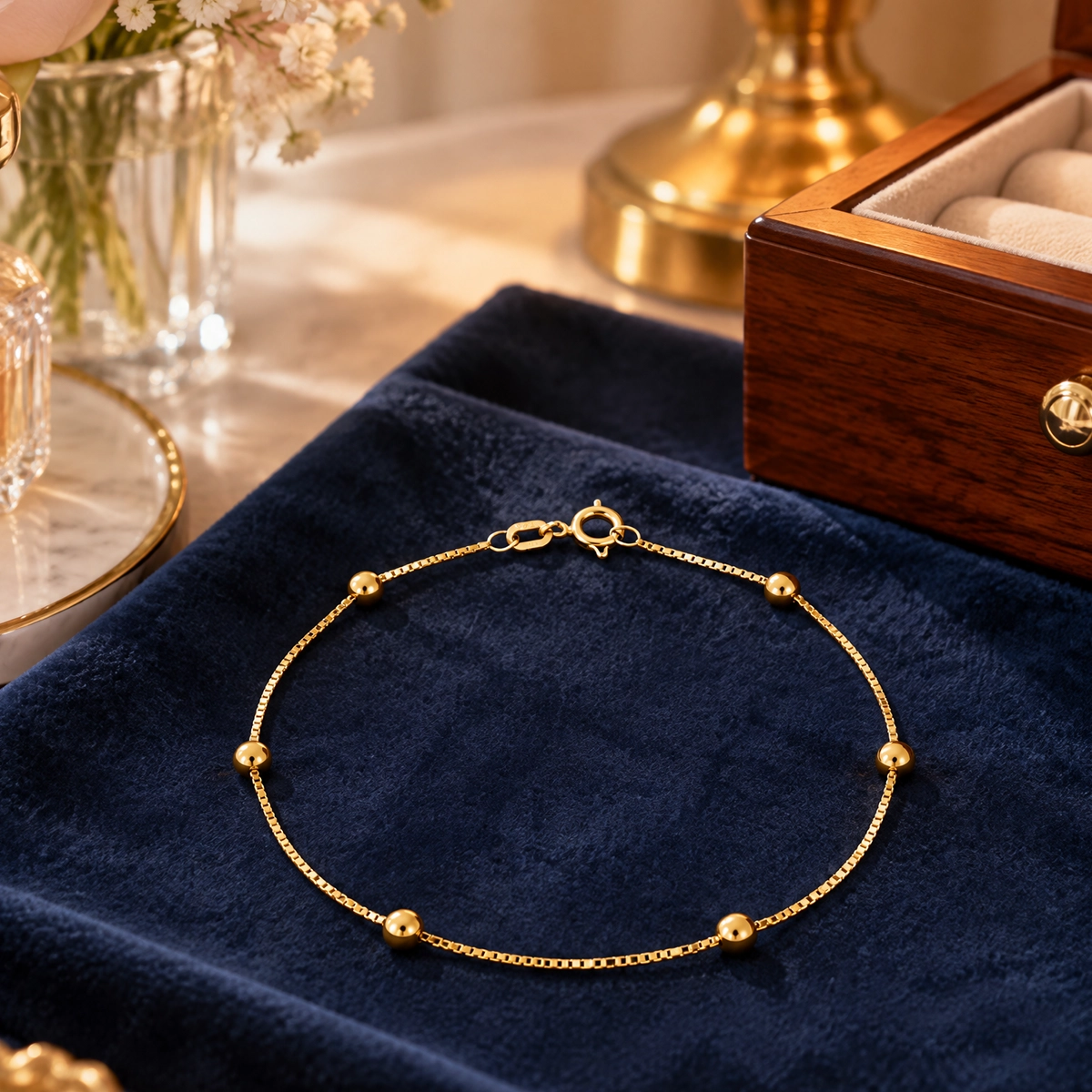 Pulseira de ouro de bolinha em ouro 18k: Pulseira Veneziana Bolinha, da KMS Joias