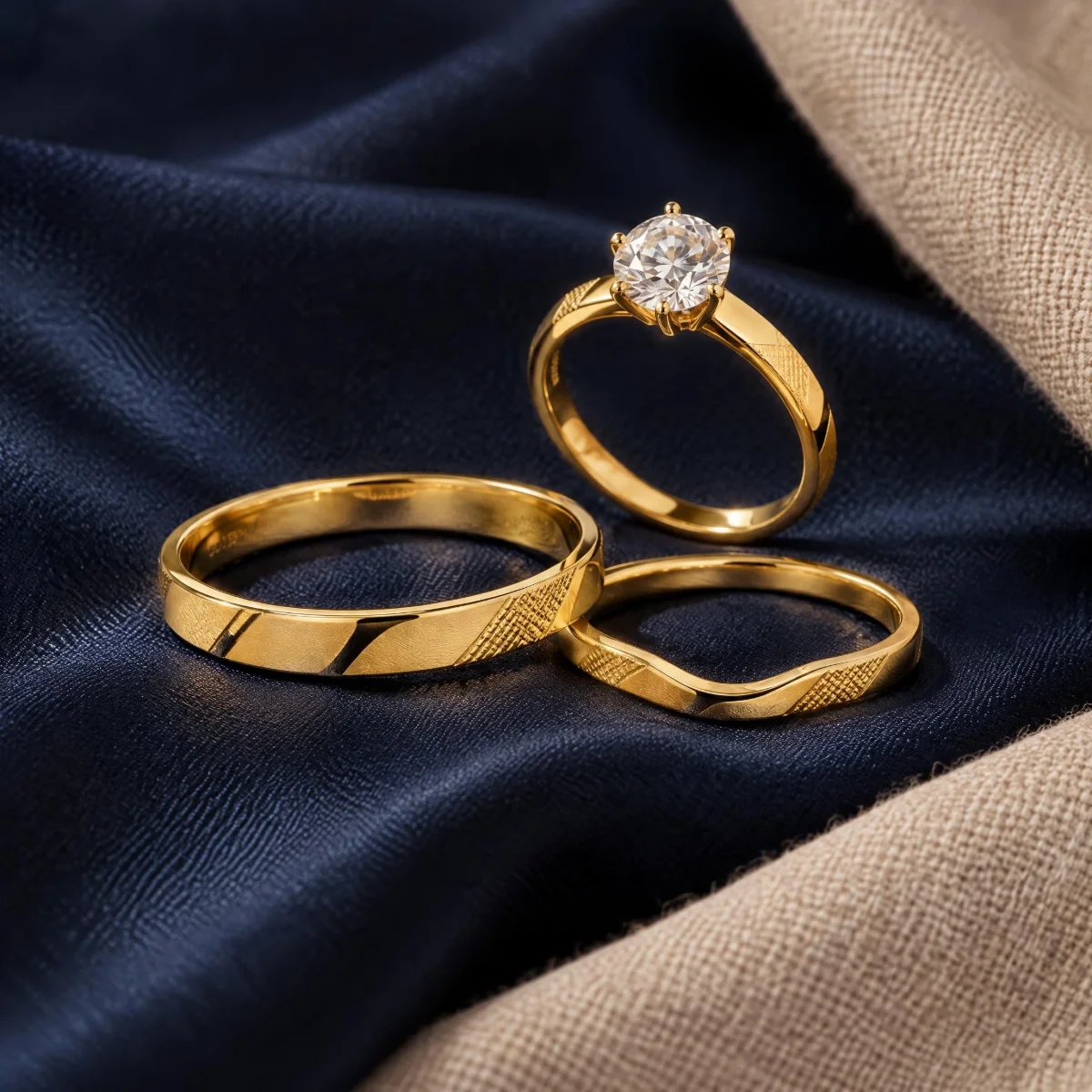 Aliança de Ouro 18k Fina Diamantada, em foto de estúdio