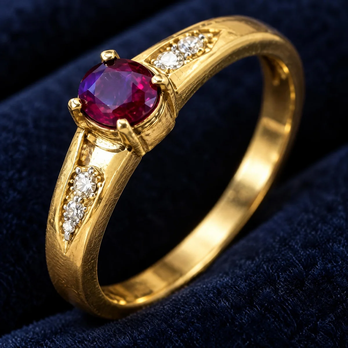 Anel de Formatura Ametista Ponto em ouro 18k, em foto de estúdio