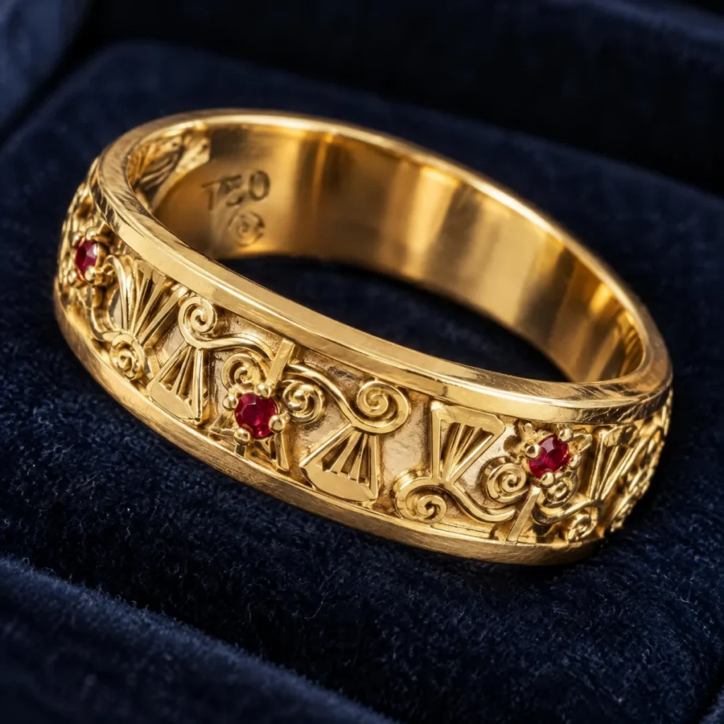 Anel de Formatura Arabesco em ouro 18k, em foto de estúdio