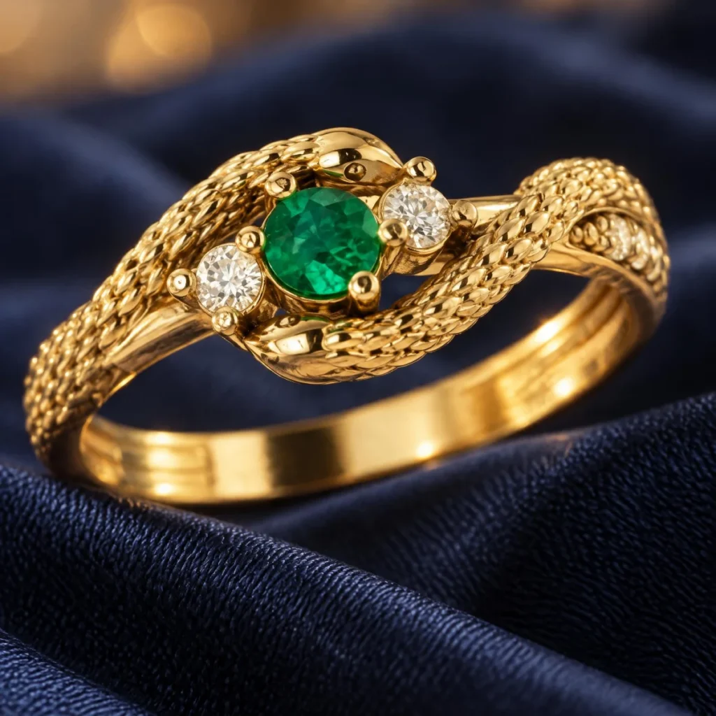 Anel de Formatura de Ouro 18k Onda Granulada, em foto de estúdio