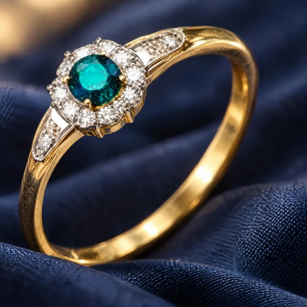 Anel de Formatura Flor Bicolor em ouro 18k, em foto de estúdio