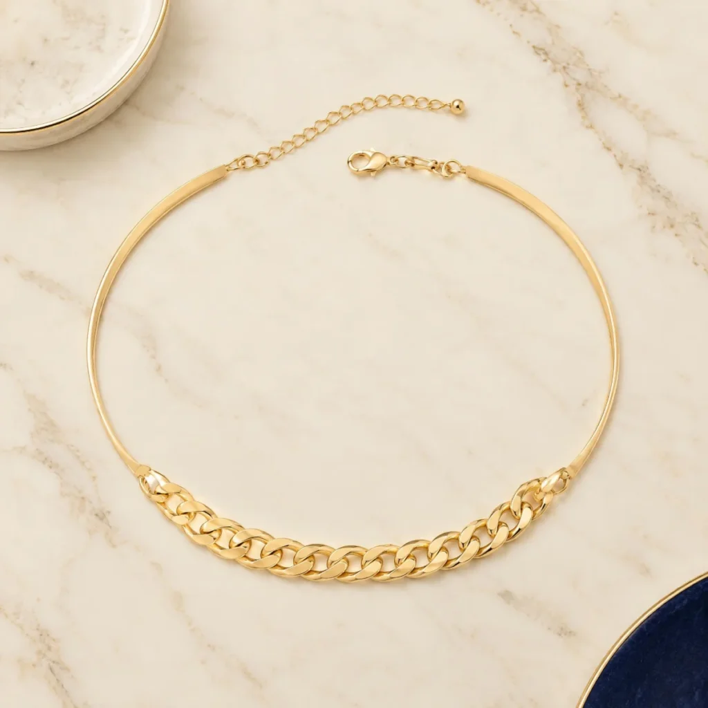 Choker Ouro 18k Grumet, em foto de estúdio