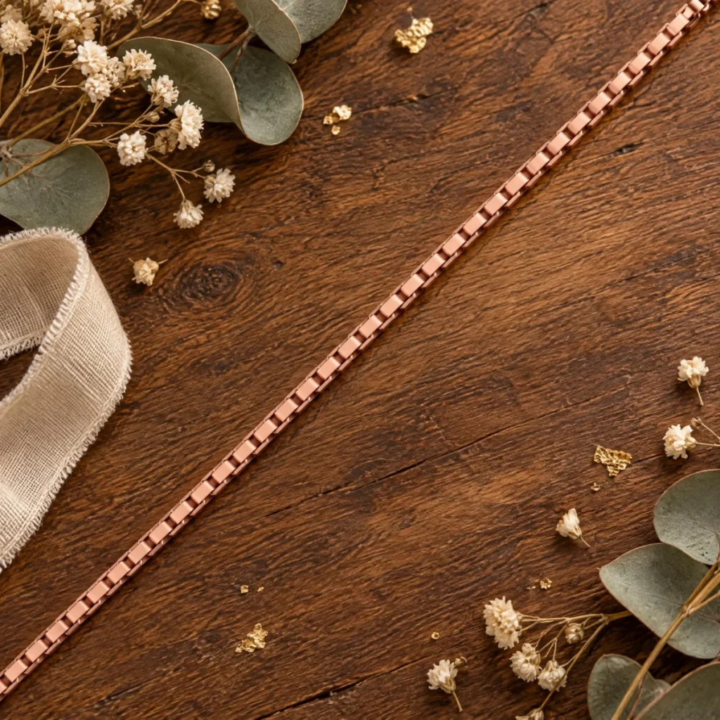 Corrente Veneziana Ouro 18k Rose, em composição de cena