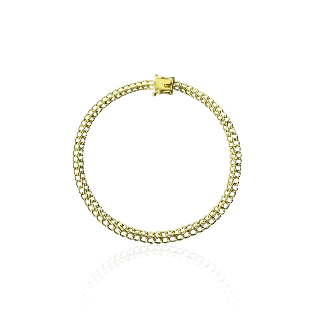 Pulseira de ouro maciça em ouro 18k: Pulseira Cadeado Duplo, da KMS Joias
