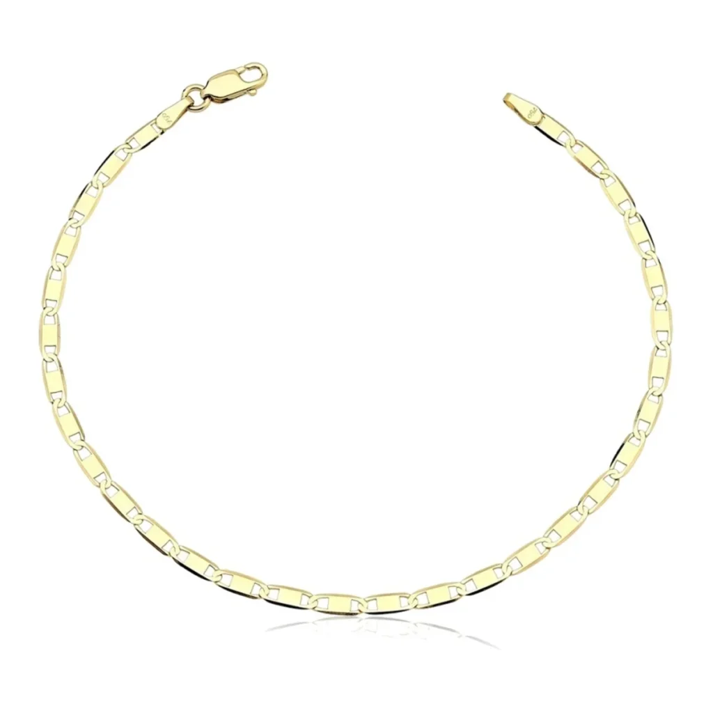 Pulseira Piastrine Larga em ouro 18k, em foto de estúdio
