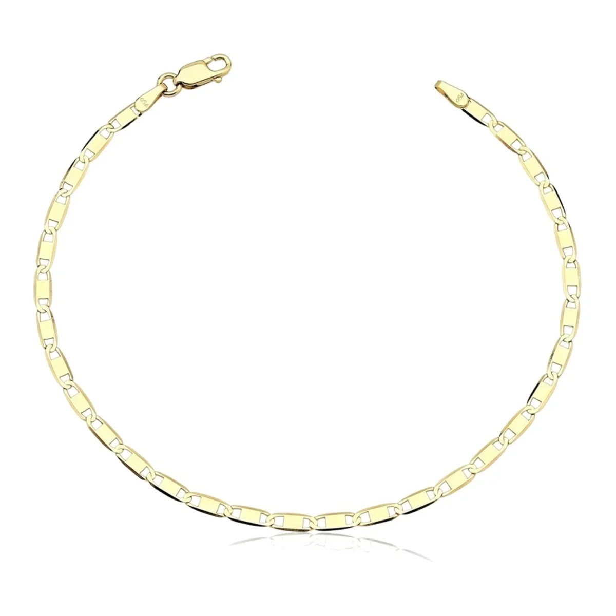 Pulseira Piastrine Larga em ouro 18k, em foto de estúdio