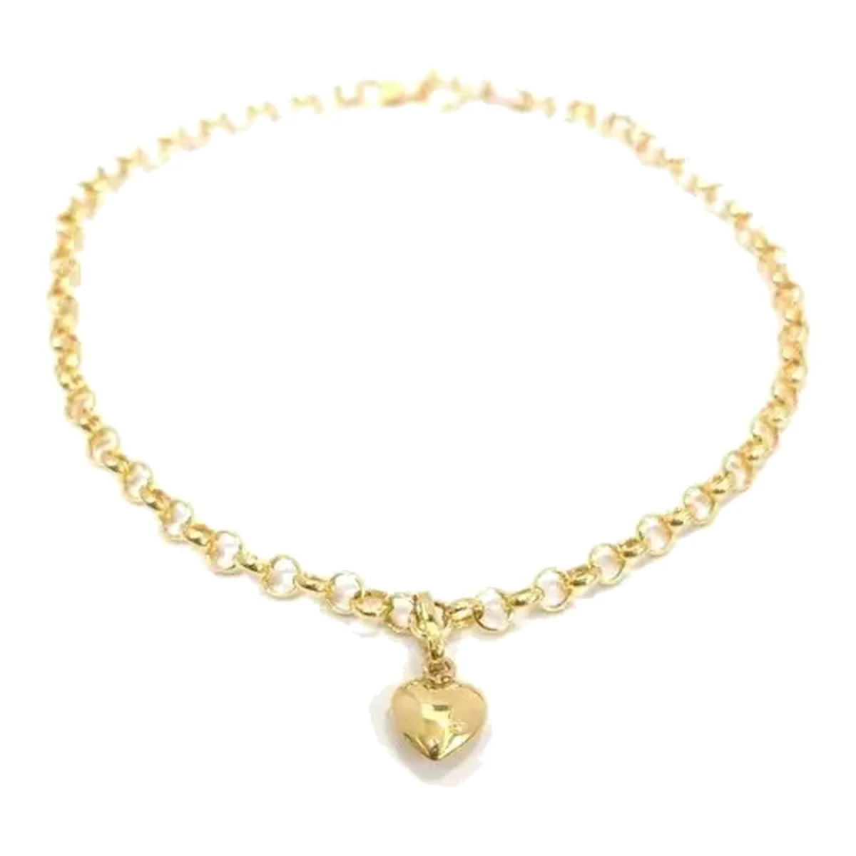Pulseira Portuguesa Coração em ouro 18k, em foto de estúdio