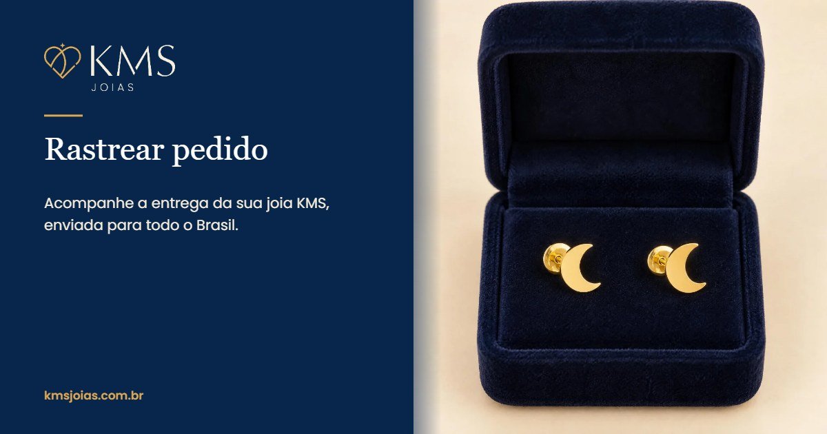 Rastrear pedido da KMS Joias: brincos de ouro 18k na caixa de presente da KMS